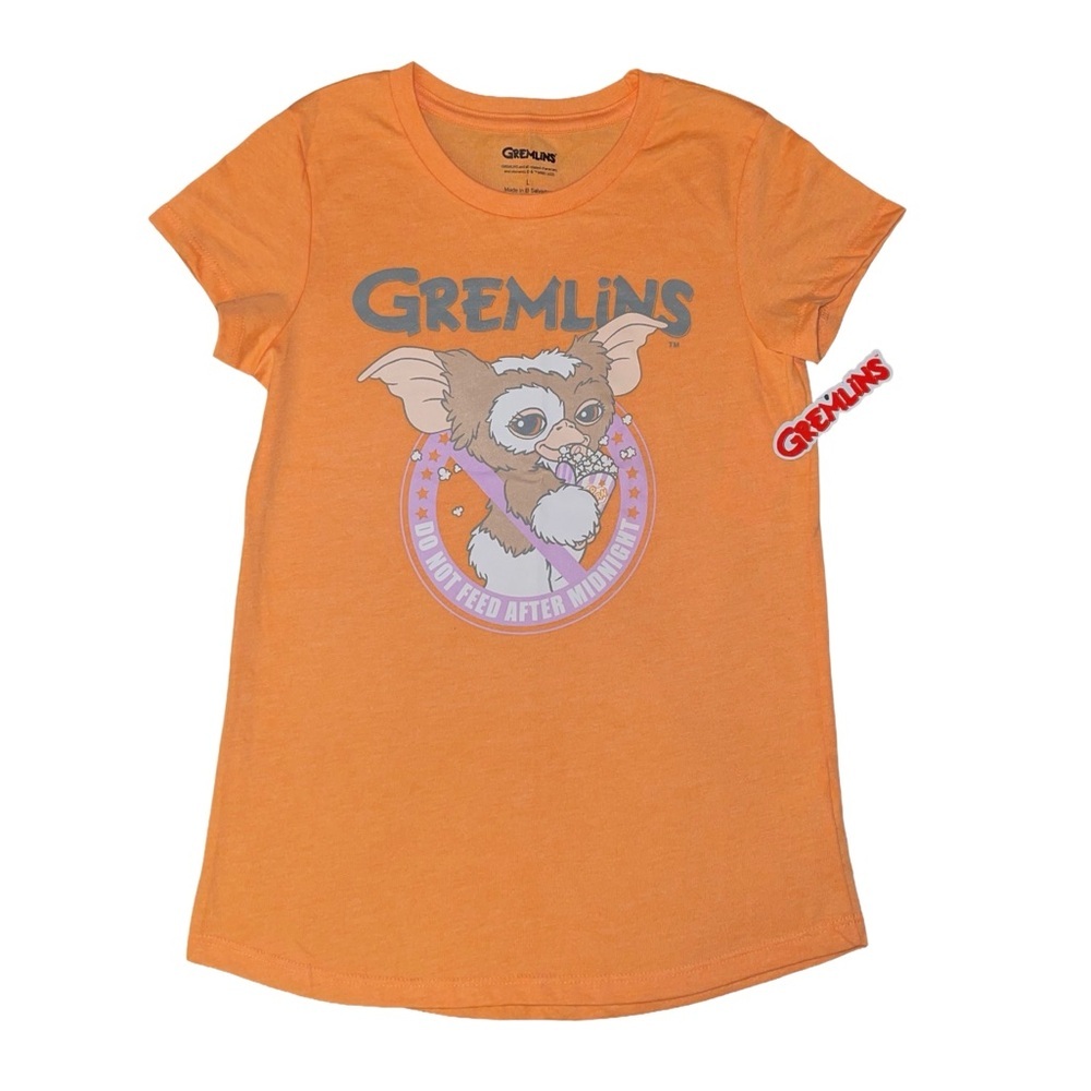 GREMLINS “DO NOT FEED AFTER MIDNIGHT” GRAPHIC T-SHIRT - ORANGE SIZE LARGE(NEW)